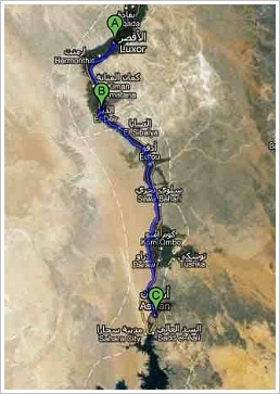©Google - Travel route from Luxor to Aswan
