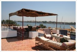Roof Garden with View onto the River Nile, Luxor West Bank